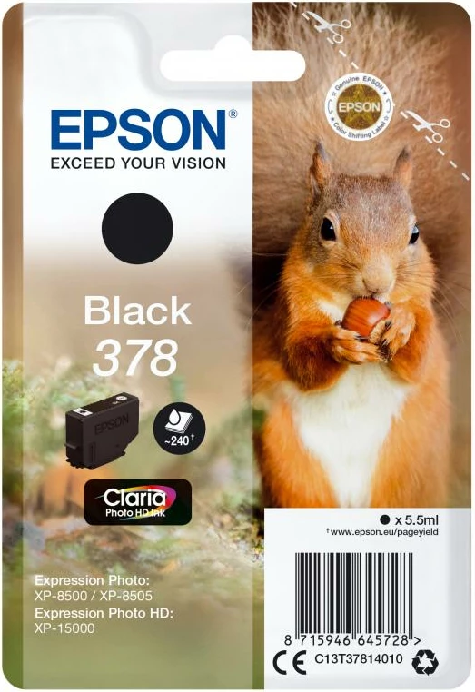 Kartush bojë, Epson, 378 (C13T37814010), Claria Photo HD, 6.5 ml, i zi