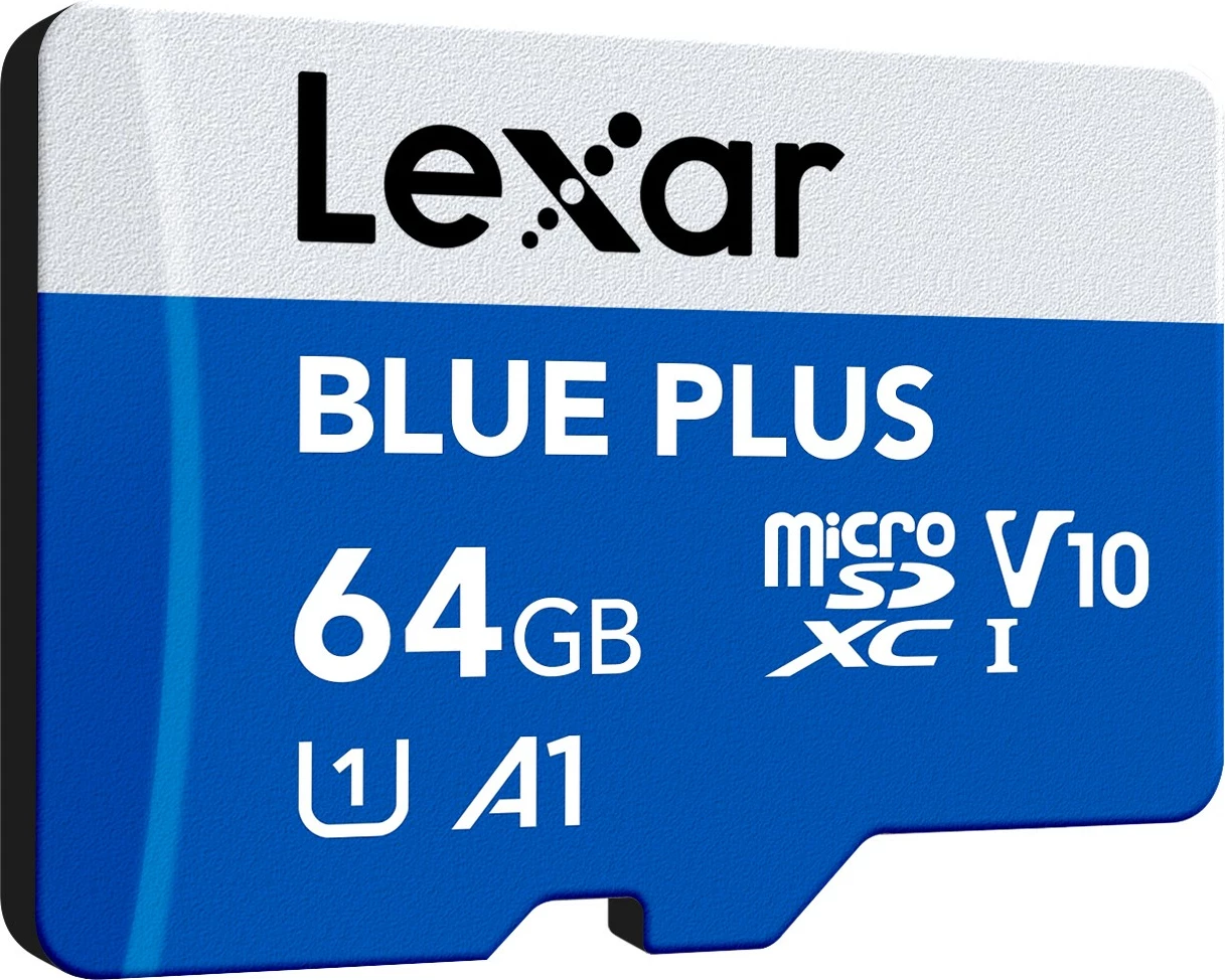 Kartë memorie microSD Lexar LMSBLPL064G-BNANG 64GB SDXC UHS-I C10 A1 U1 V10 100MB/s me adapter SD blu