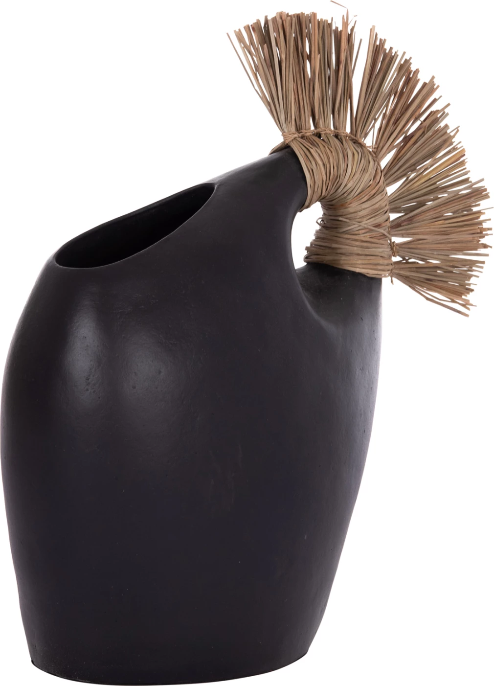 Vazo dekorative tavoline ALICA2, terrakotë e zezë, bar i thatë, 44x18x50Hcm