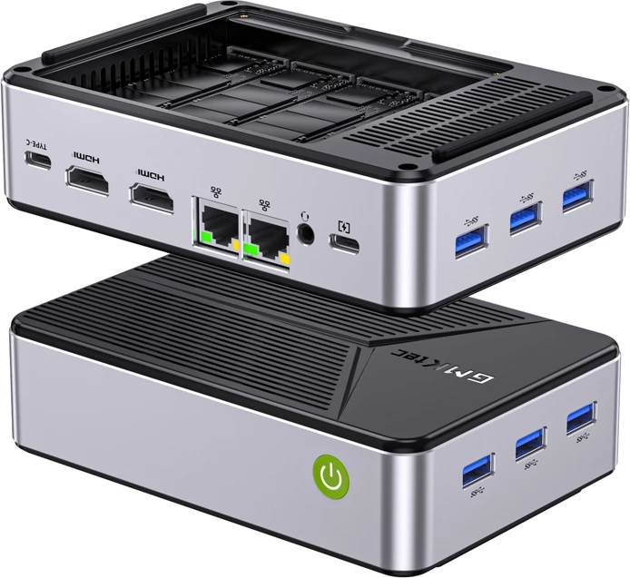 Kasë mini PC GMKtec G9, Intel N150, 12GB RAM, 64GB + 512GB SSD, Windows 11 Pro, zi/argjendtë