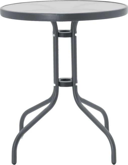 Tavolinë me karrige Watson-Lindaria set prej 3 pjesësh metal-xham Φ60x70cm