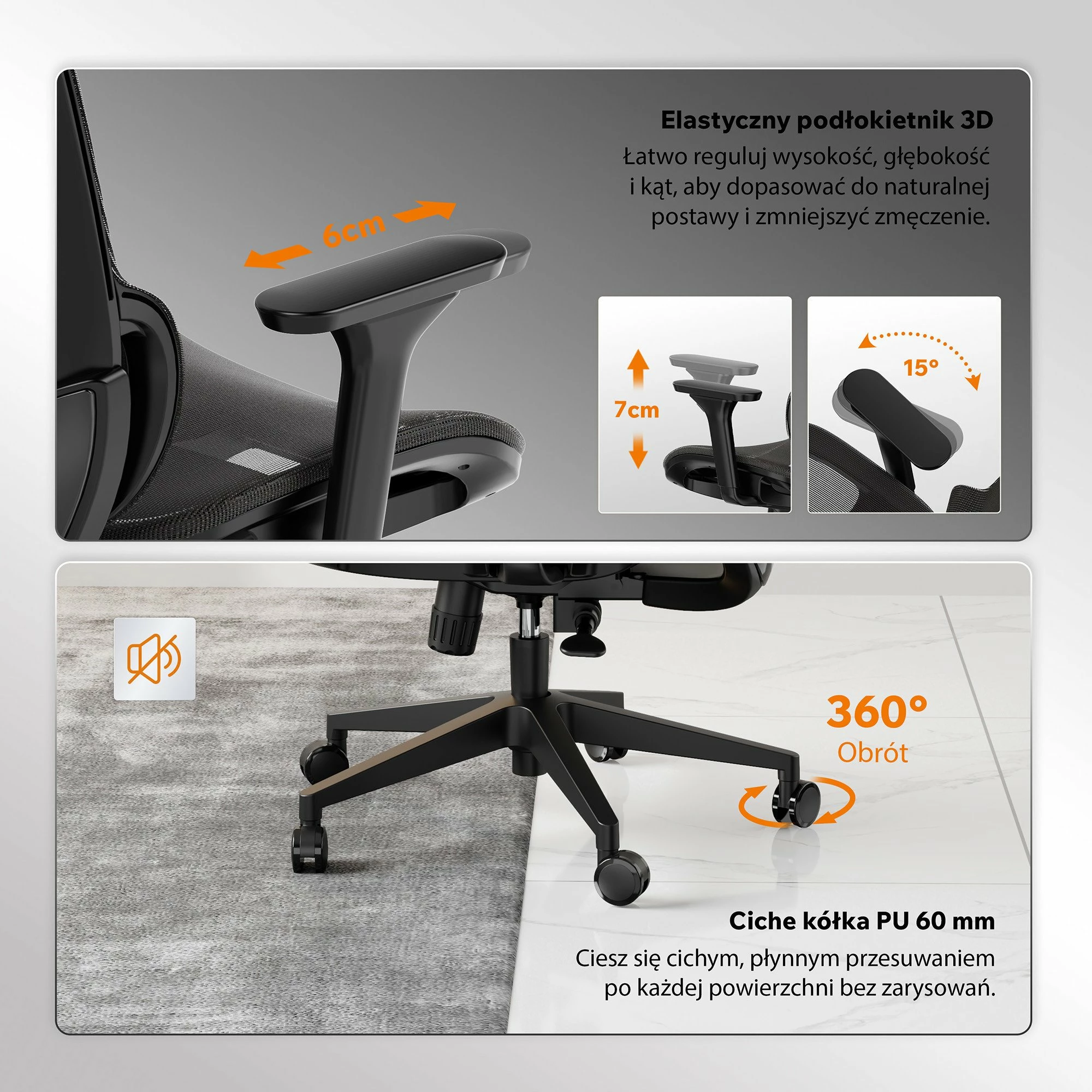 Karrige zyre SENSE7 Neyo, ergonomike me rrjetë, rregullim 43–52.5 cm, deri 140 kg, e zezë