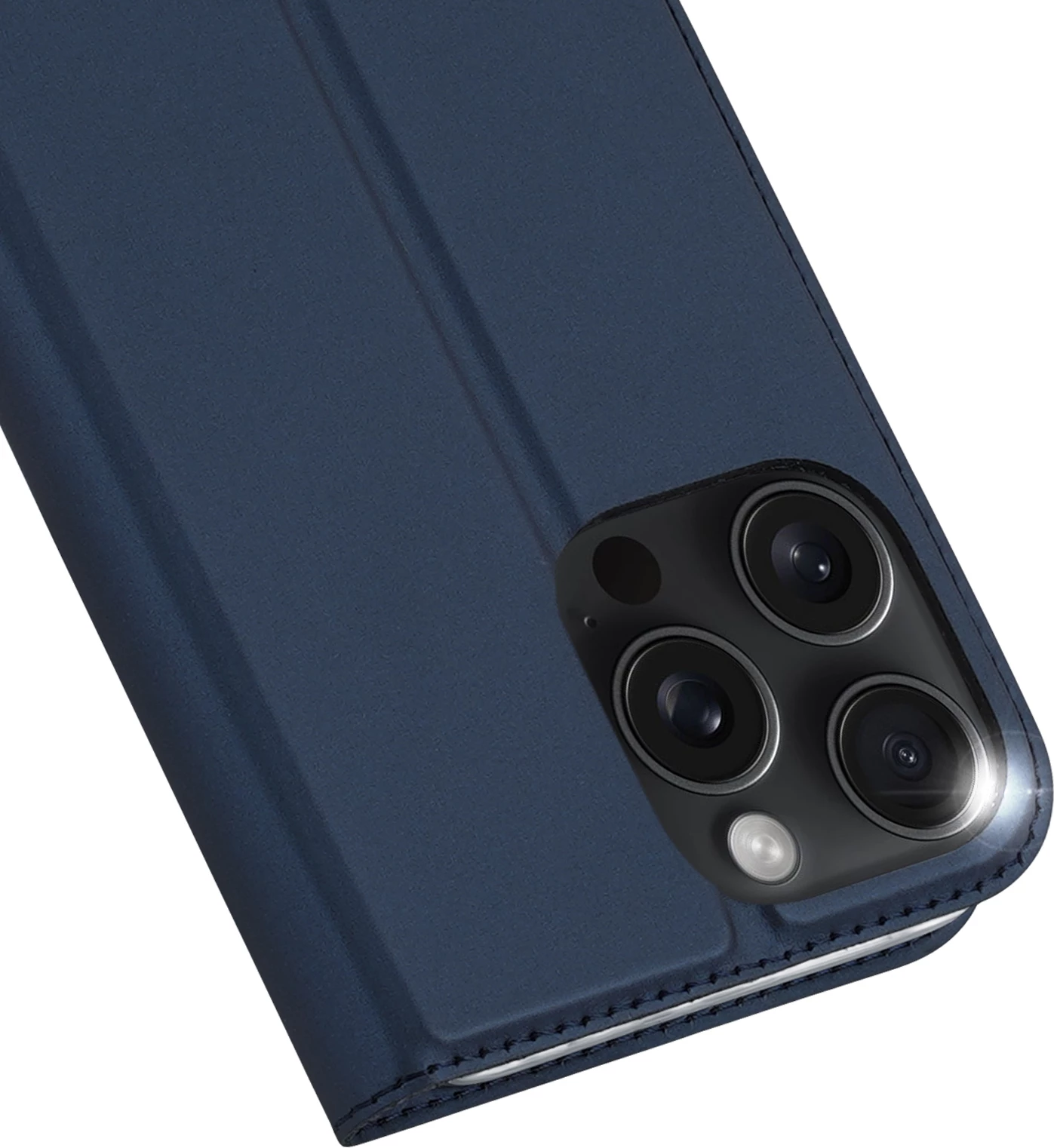 Mbështjellës Dux Ducis Skin Pro për iPhone 16 Pro Max, me kapak dhe xhep për kartela, kaltër