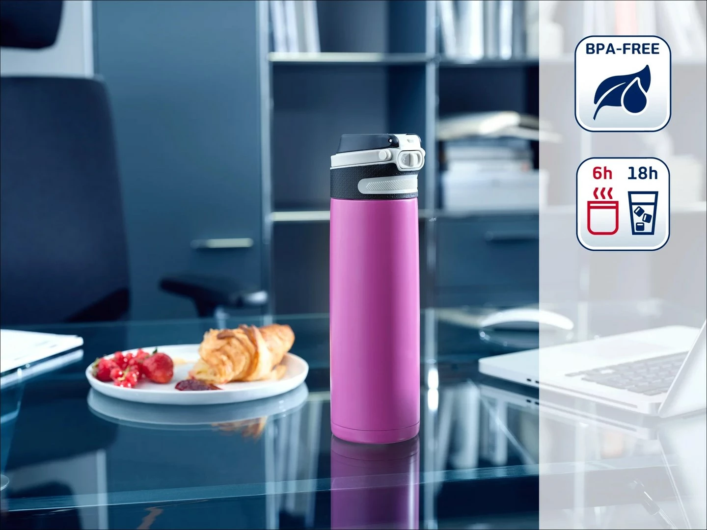 Gotë termike Leifheit Flip 600 ml, magenta