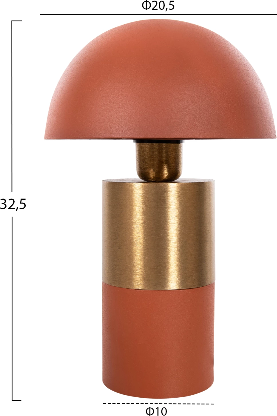 Llambë tavoline pune, metalike, portokalli-ari, FH4245.08, Φ20.5x32.5H cm