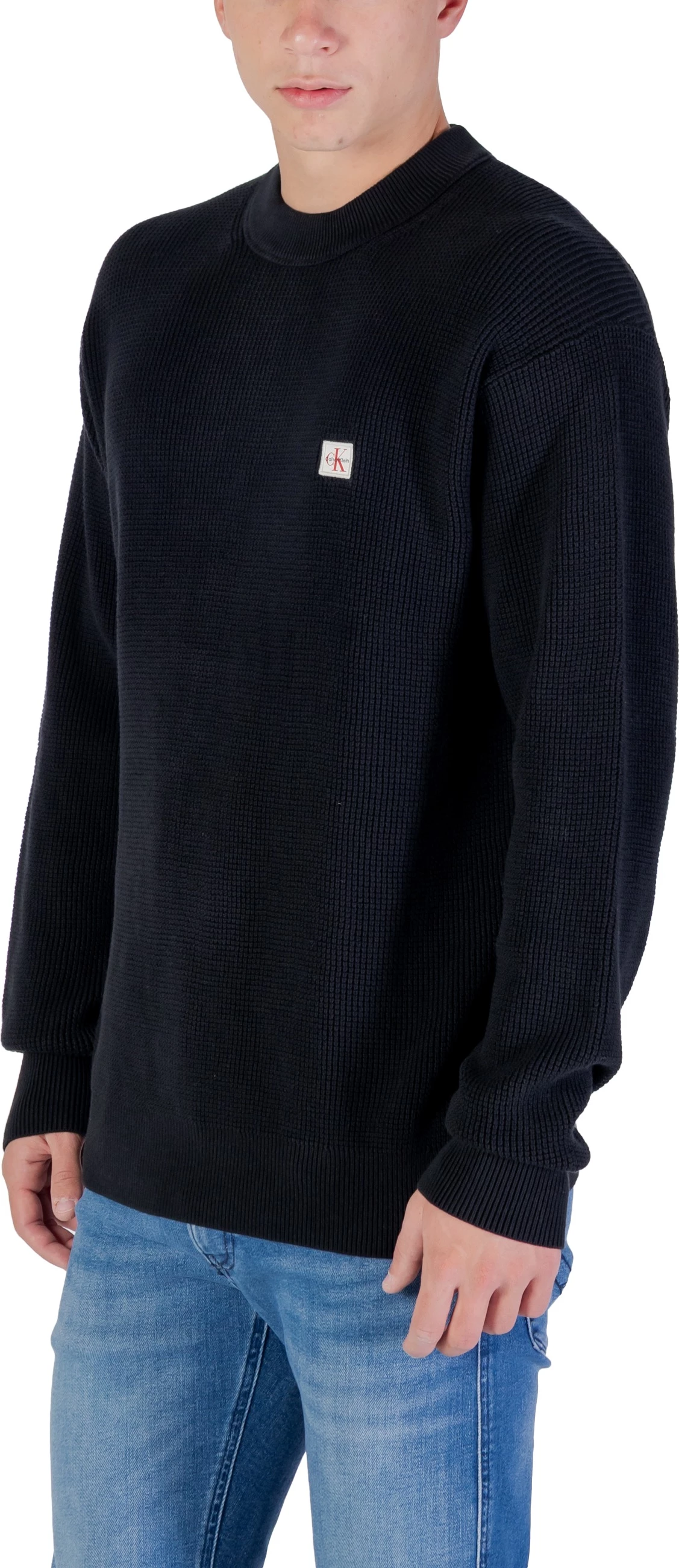 Xhemper për meshkuj Calvin Klein Jeans LS EZ COTTON WAFFLE LV04RD313G, i zi [Madhësia: L]