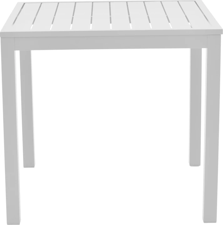 Set tavoline me dy karrige Savor-Kliton, alumin i bardhë dhe ratan natyral, 80x80x74cm