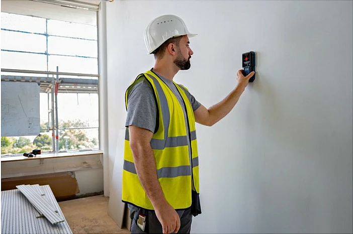 Detektor muri Bosch GMS 120-27 Professional, bateri Li-Ion 3.7V 1.0Ah, IP54, blu/zi