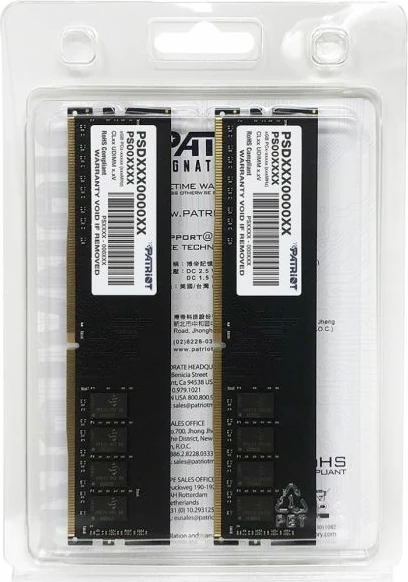 RAM Memorje Patriot Signature Line PSD416G3200K 16GB (2x8GB) DDR4 3200MHz CL22 UDIMM 1.2V, PCB e zezë, set 2 copë
