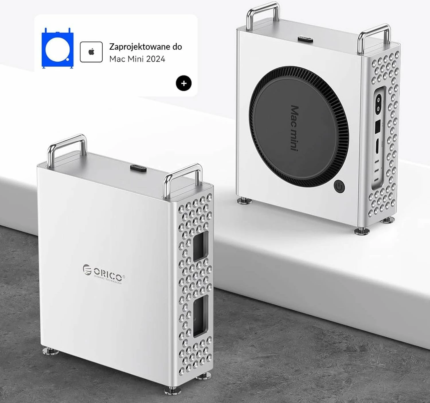 Kasë Orico MS10-SV-EP për Mac Mini M4, alumin, argjendtë