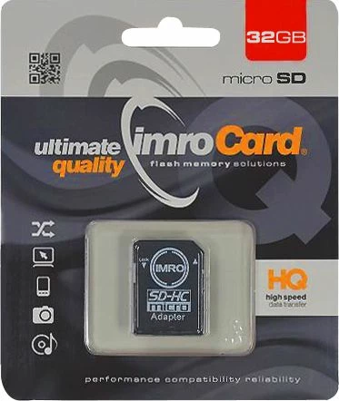 Kartë memorie Imro microSDHC 32 GB Class 10 UHS-I/U1, me adapter (KOM000487)