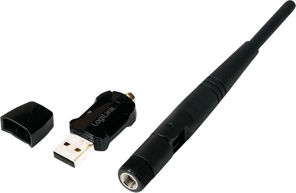 Adapter Wi-Fi LogiLink WL0238, USB 2.0, antenë e jashtme, i zi
