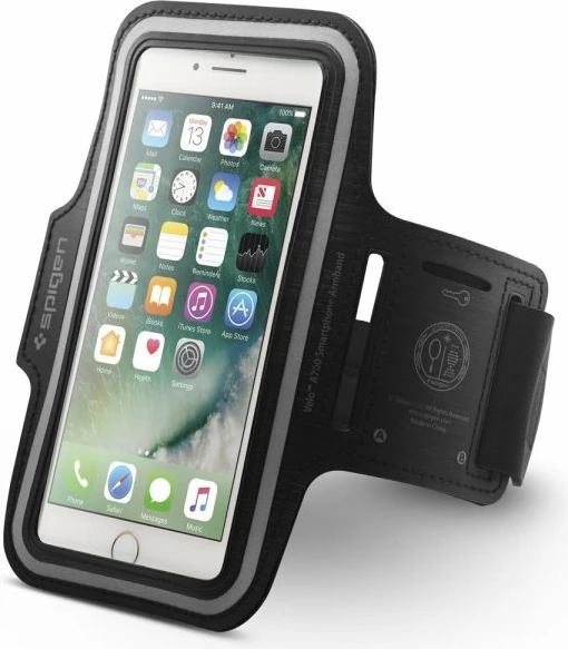 Mbështjellës sportiv me shirit krahu Spigen Velo MPN 8182, për telefona 5-6\", i zi