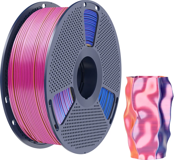 Filament për printer 3D Sunlu PLA+ Silk Tri-Color PLA+ Silk TC R Y Blu, kuqe-verdhë-blu
