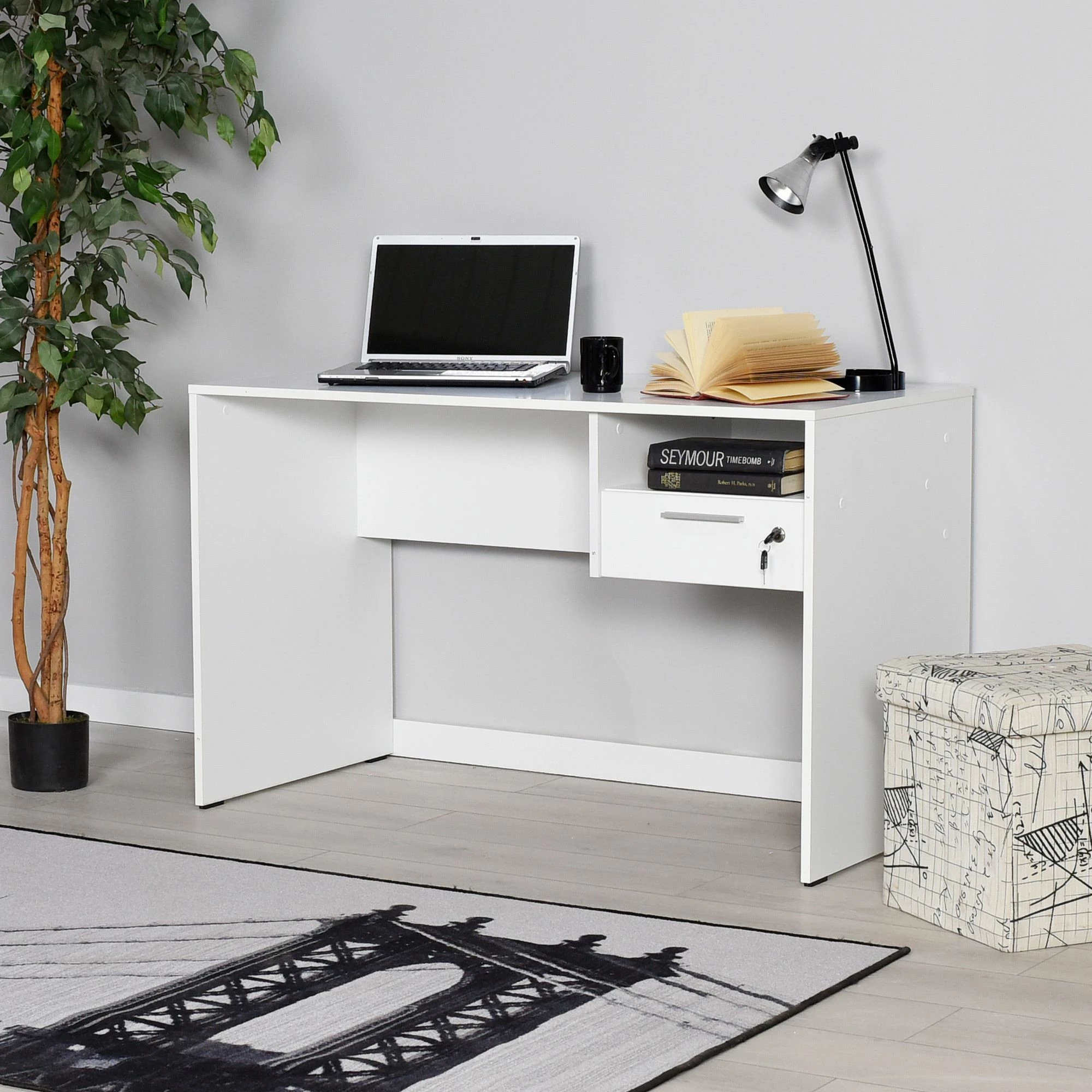 Tavolinë studimi Hanah Home, e bardhë, Cms-510-Dd-1