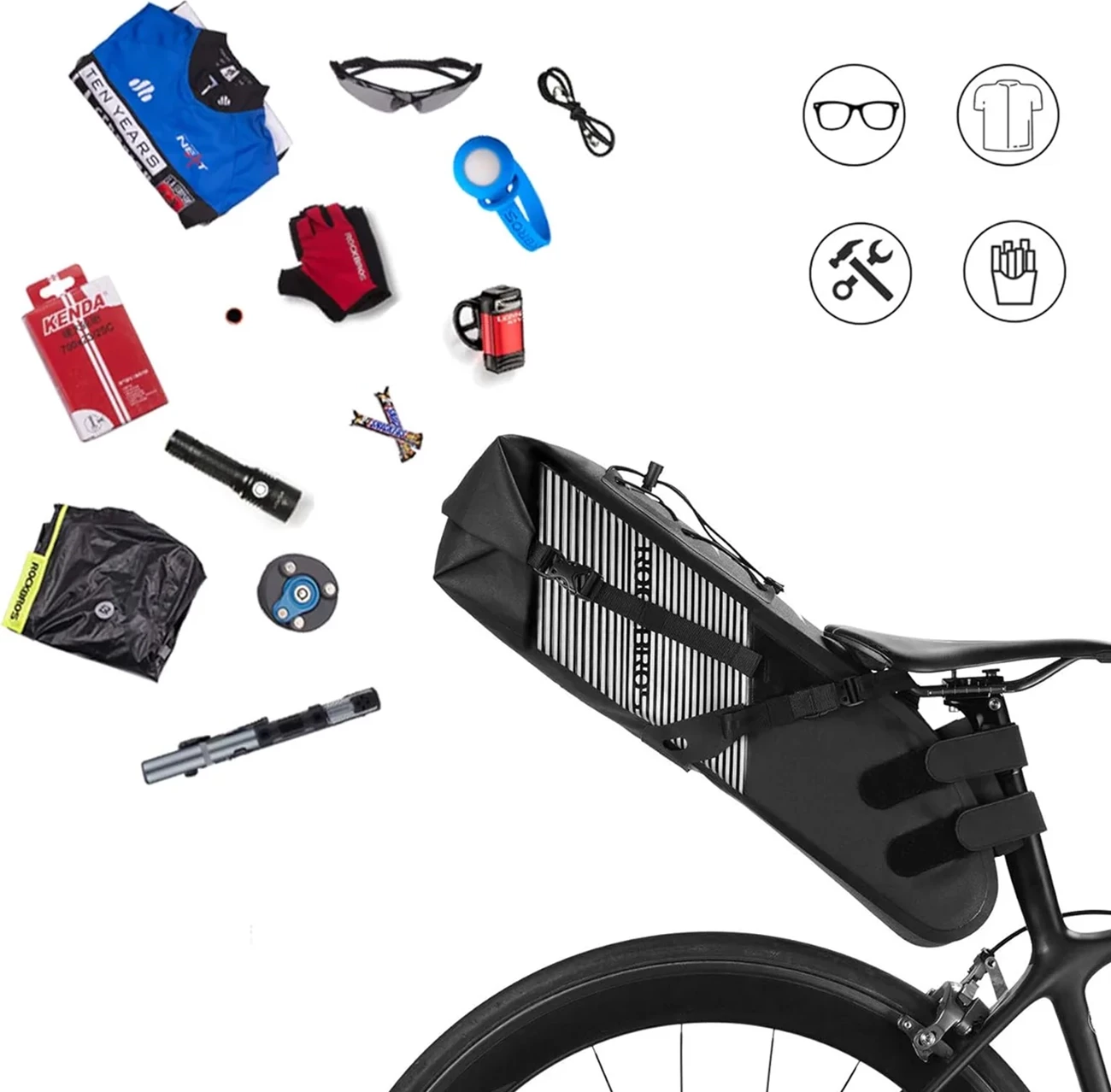 Çantë nën shalë biçiklete Rockbros AS-013 10L waterproof, e zezë