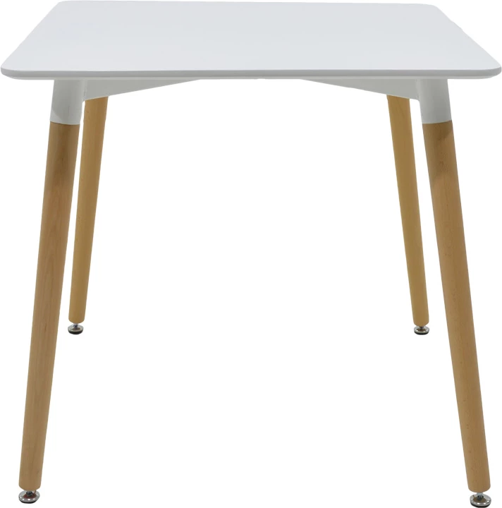 Set tavoline me karrige Natali-Noor, 3 pjesë, MDF e bardhë, këmbë natyrale, 80x80x76cm