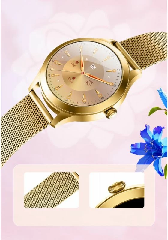 Smartwatch Gravity për femra, e bardhë e arit