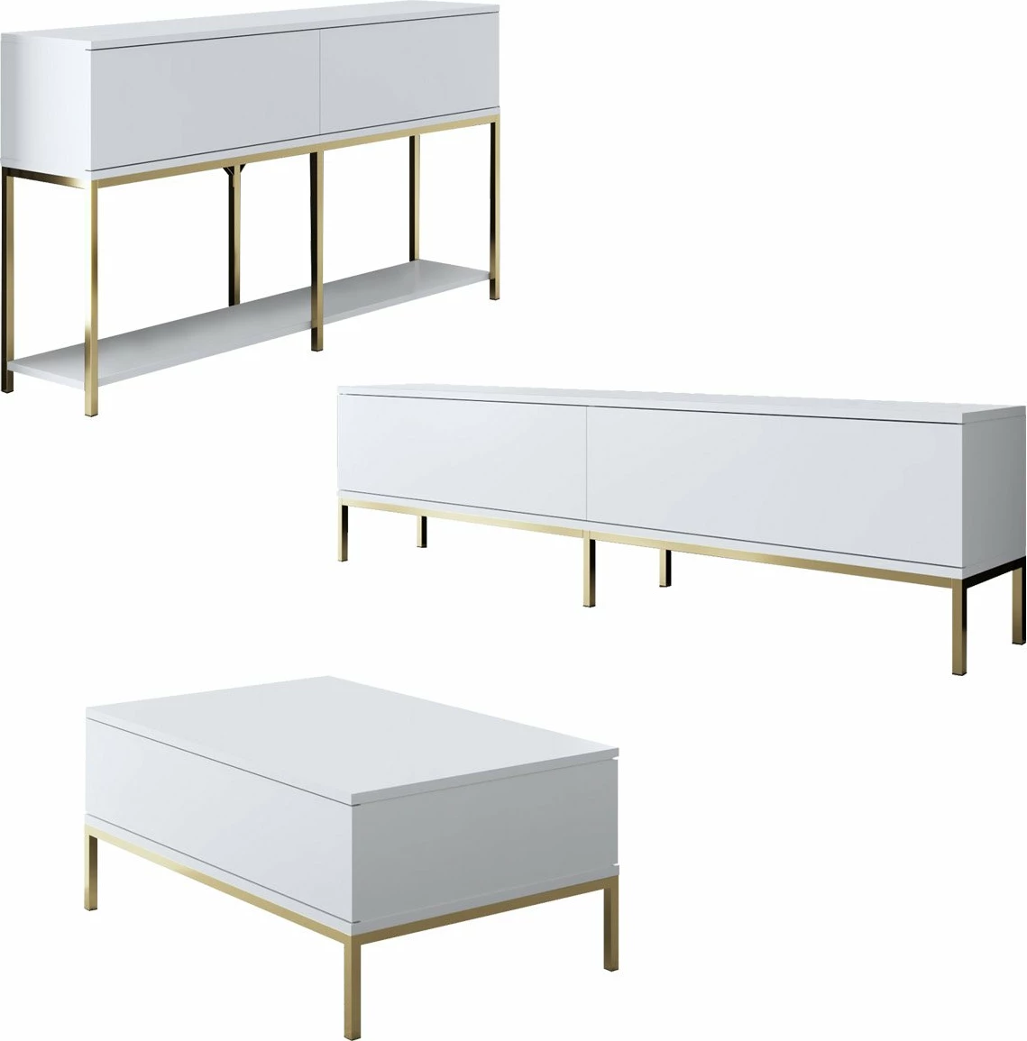 Set mobiljesh për dhomë dite, Hanah Home Lord, e bardhë dhe ari