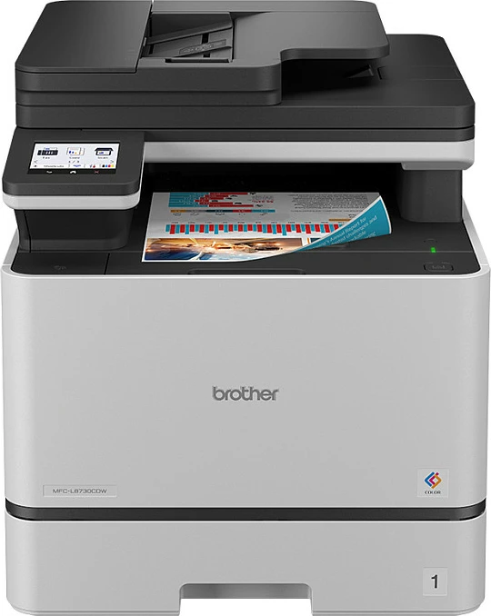 Printer multifunksional Brother MFC-L8730CDW, laser me ngjyra, A4, duplex, ADF 80 fletë, touch, gri