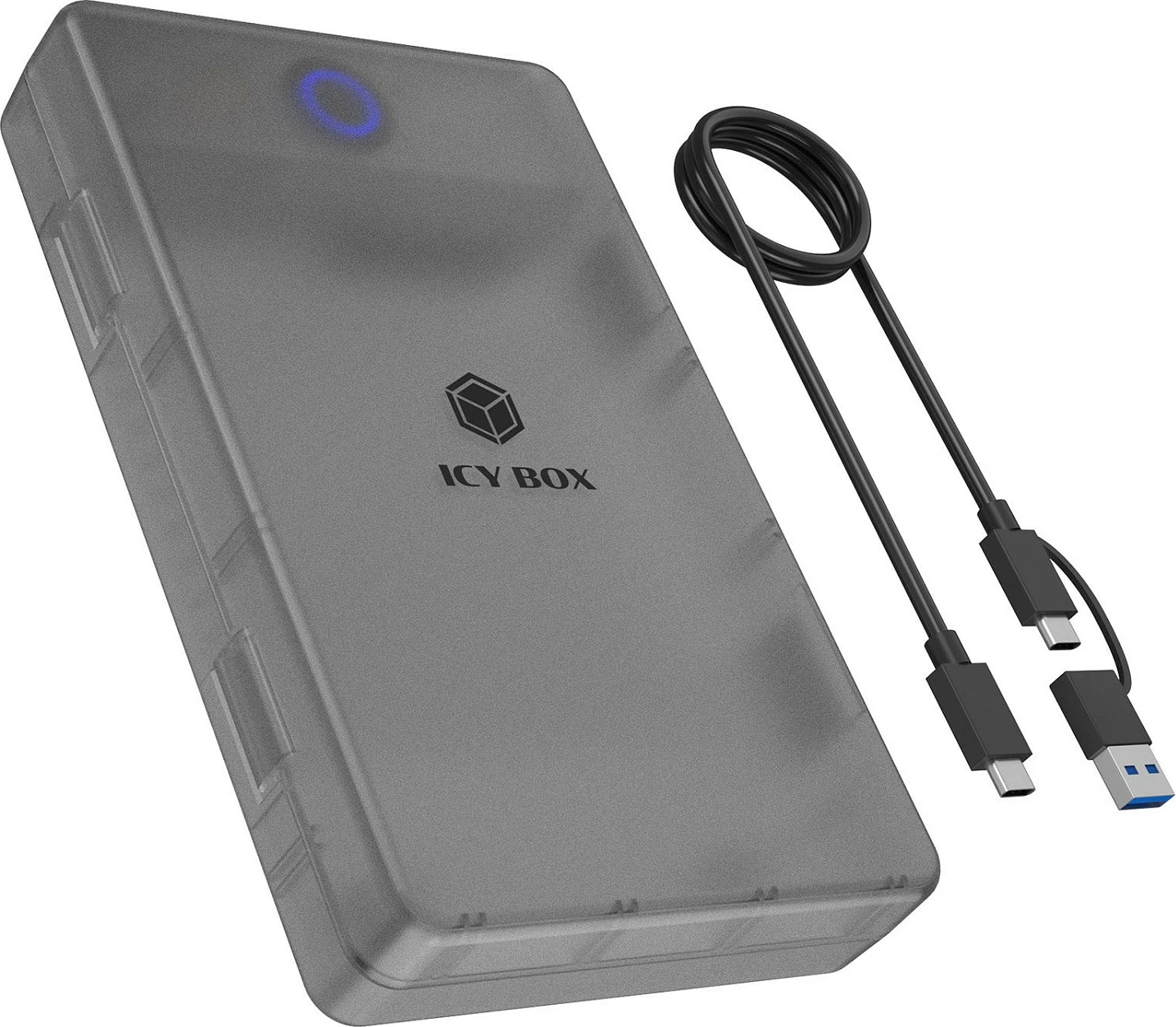 Kasë eksterne ICY BOX për HDD/SSD SATA 2.5"/3.5", USB 3.2 Gen 1 5Gbps Type-C/Type-A, transparent/zezë