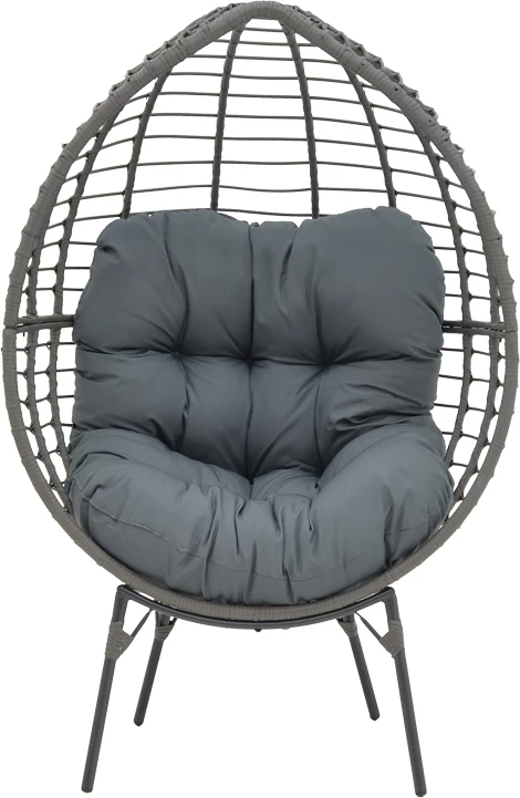 Karrige Nestie, bastun, ngjyrë gri, këmbë metalike, jastëk gri, 102x80x155cm