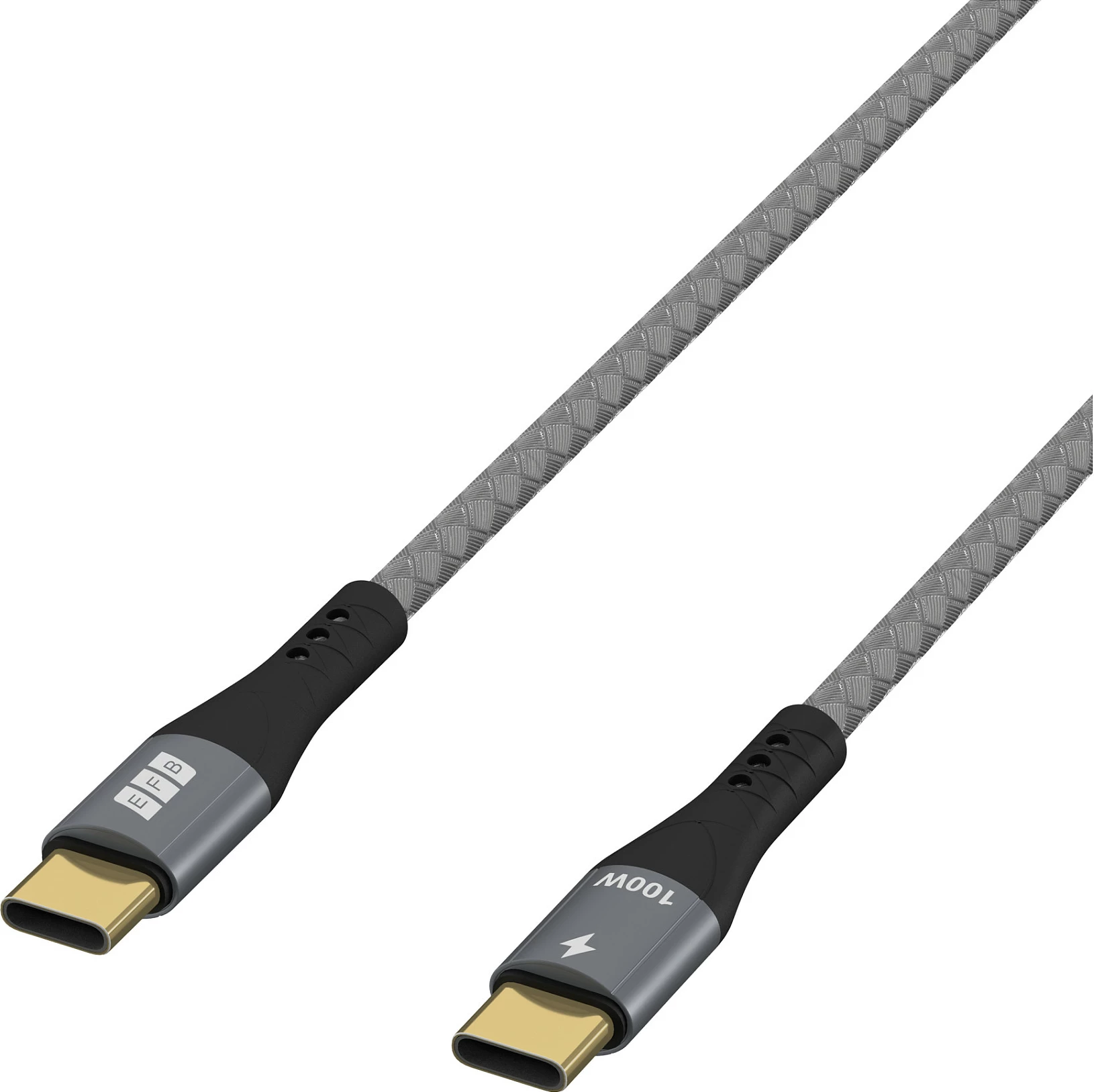 Kabllo USB-C EFB Elektronik USB-CC-00002, 1 m, 100W USB PD, USB-C në USB-C, e zezë/gri
