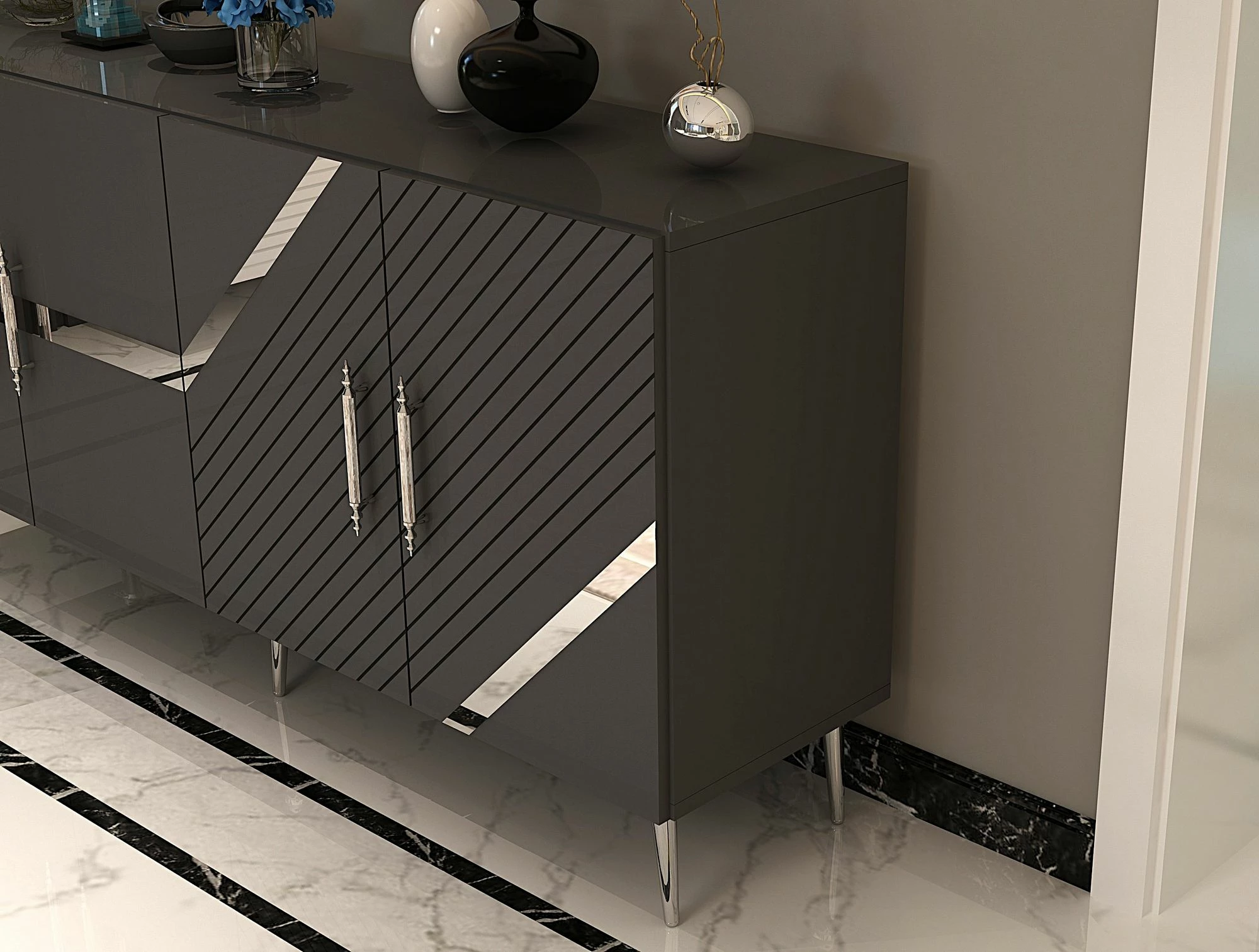 Konsolë Skye Decor, Fuga KB150, antracit, argjend