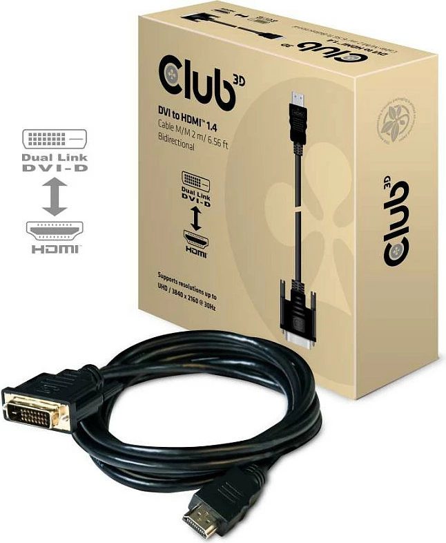 Kabllo DVI në HDMI Club3D 2m 4K30Hz e zezë