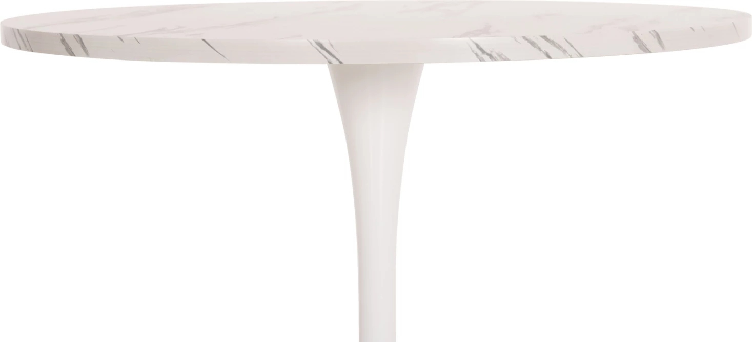 Tavolinë e rrumbullakët ngrënieje ROLLO, ngjyrë mermeri të bardhë, këmbë metalike, FH9421.11, 90x74cm