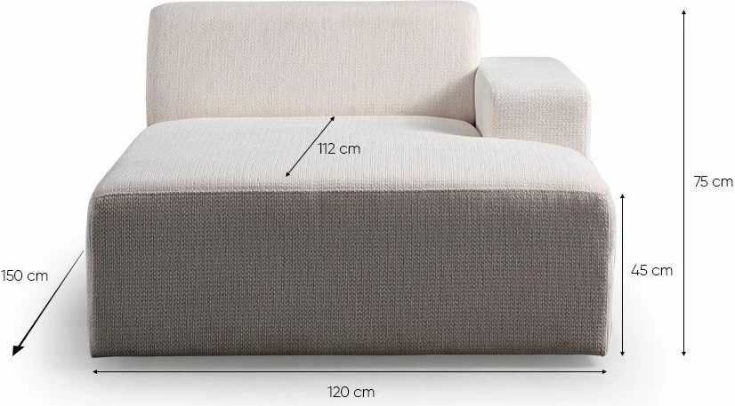 Kënd divan Melva, ngjyrë e bardhë, Atelier del Sofa (L1,5 + O2 + Chl Djathtas)