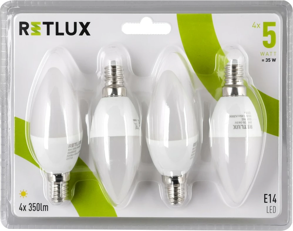 Poça Retlux REL 16 LED C37, E14 4 copë