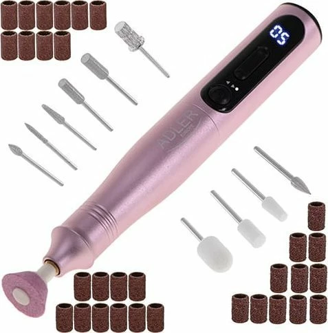 Set frezë thonjsh Adler AD 2181 11-në-1, 13500 RPM, USB-C, rozë
