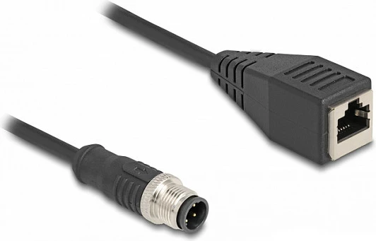 Kabllo adapter DeLOCK M12 D-coded 4-pin (mashkull) në RJ45 (femër), 0.5 m, e zezë