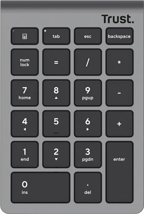Tastierë numerike wireless Trust Xalas 25709, 2.4 GHz, 22 taste, UK layout, Argjendtë