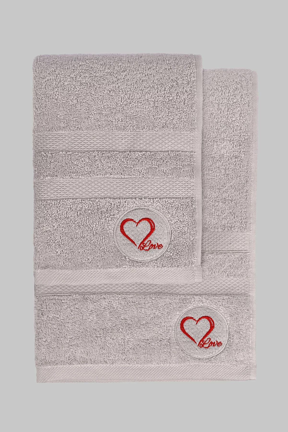 Set peshqirësh duarsh dhe banje (2 copë), Mijolnir, Love, gri