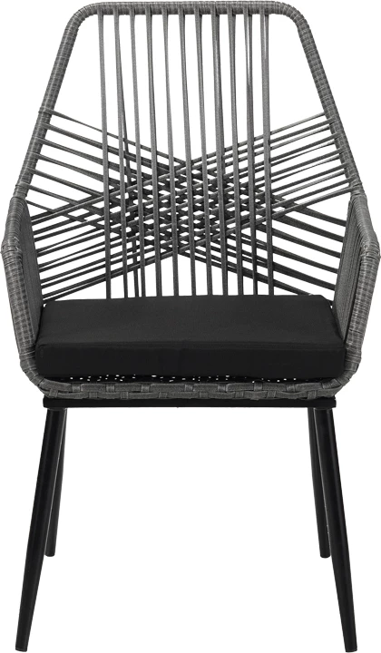 Karrige Tanish prej ratanit PE, ngjyrë gri, këmbë metalike të zeza, 58x58.5x87cm