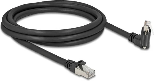 Kabllo rrjeti DeLOCK 80918, Cat6 S/FTP, 2 m, RJ-45 këndore me vida / RJ-45 drejt, e zezë