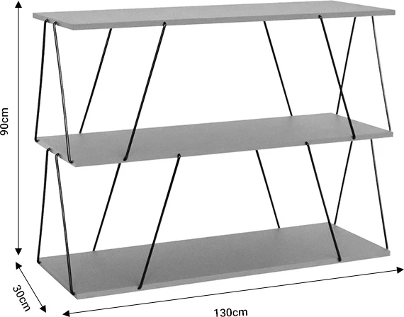 Raft anësor Tars, ngjyrë gri-e zezë, 120x30x90 cm