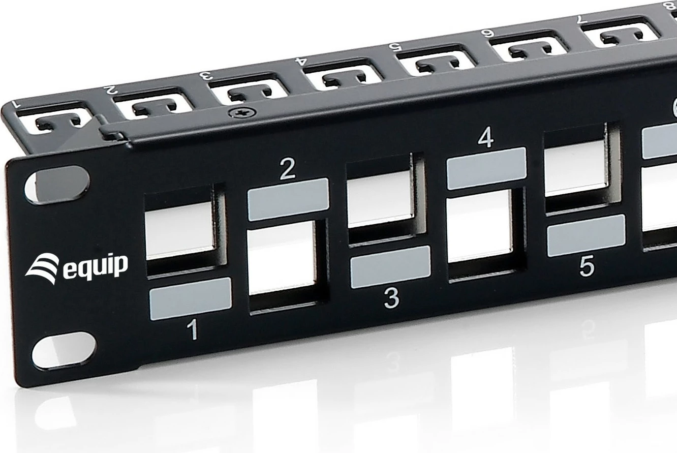 Patch panel EQUIP 24-port Cat6a, 1U, i zi, për rack