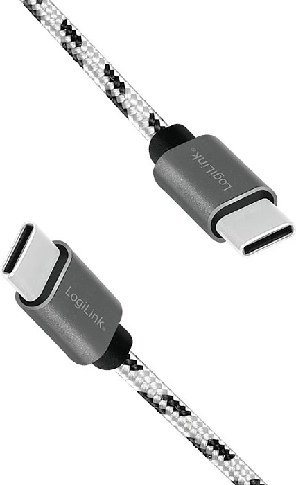 Kabllo USB-C LogiLink USB 2.0, Type-C në Type-C, set 3 copë, e thurur najlon, bardhë/zi
