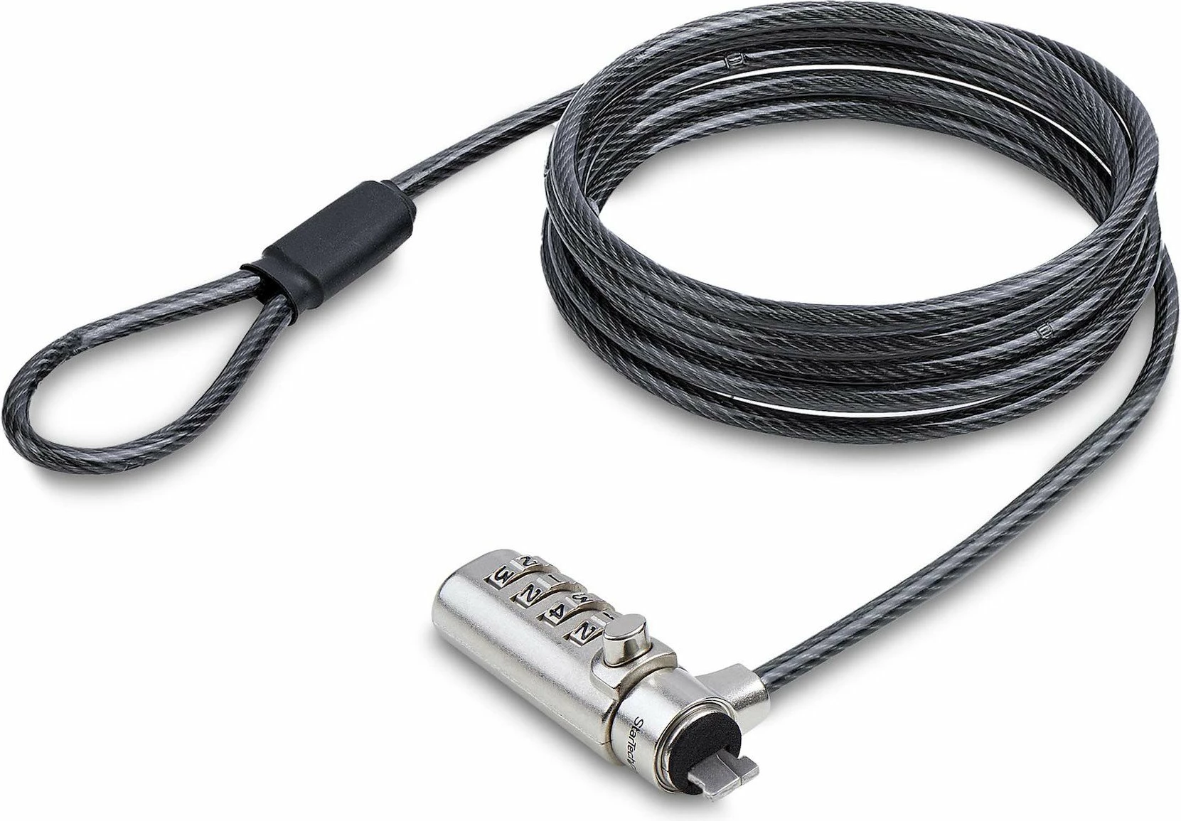 Kablë sigurie StarTech SNANOC4D-LAPTOP-LOCK 1.5 m me kyç kombinimi Kensington Nano, e zezë