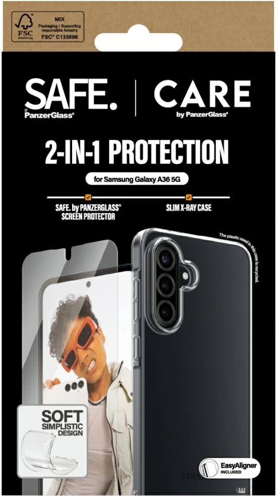 Mbështjellës + xham mbrojtës PanzerGlass CARE 2in1 për Samsung Galaxy A36 5G, transparent