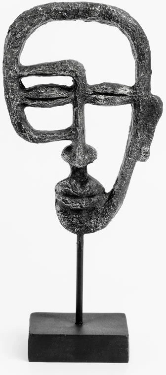 Dekor abstrakt fytyre, polirezine e zezë, 15x7x32cm