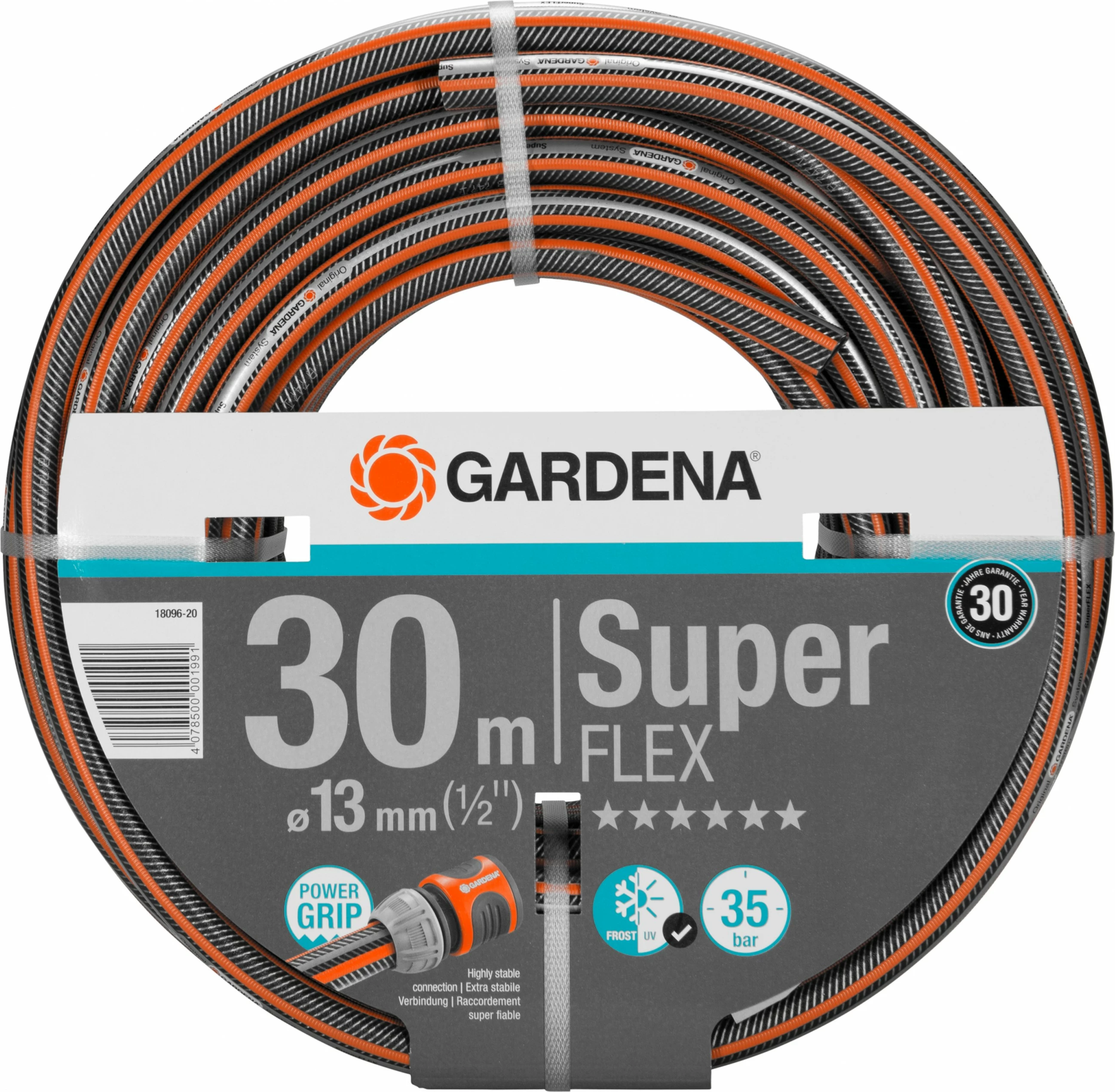 Zorrë uji GARDENA Premium SuperFLEX 30m, 13mm, gri/portokalli
