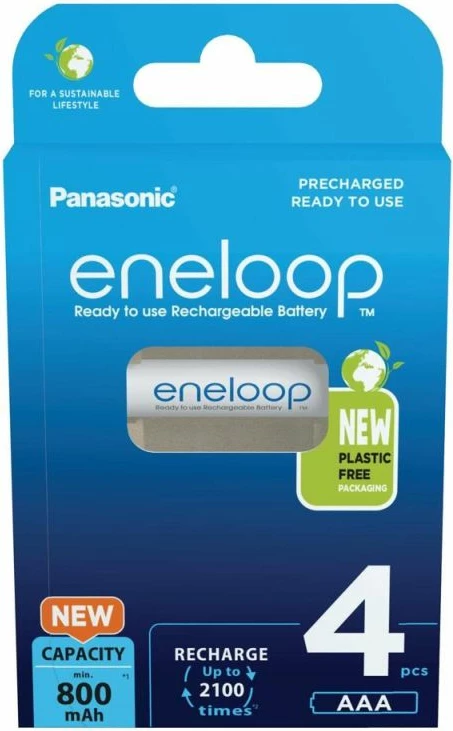 Bateria të rikarikueshme Panasonic Eneloop AAA 800 mAh 4 copë, të bardha