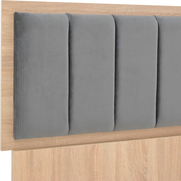 Krevat dopio Monacol, ngjyrë natyrale me gri të errët, 160x200cm