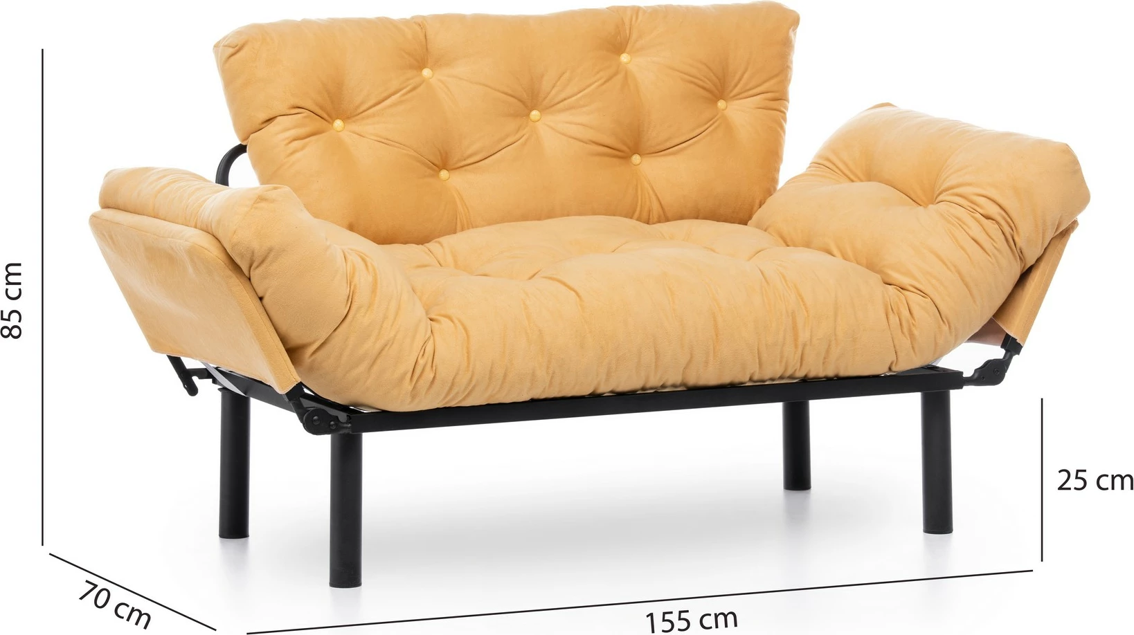 Divan-krevat 2 vende, ngjyrë mustard, Nitta