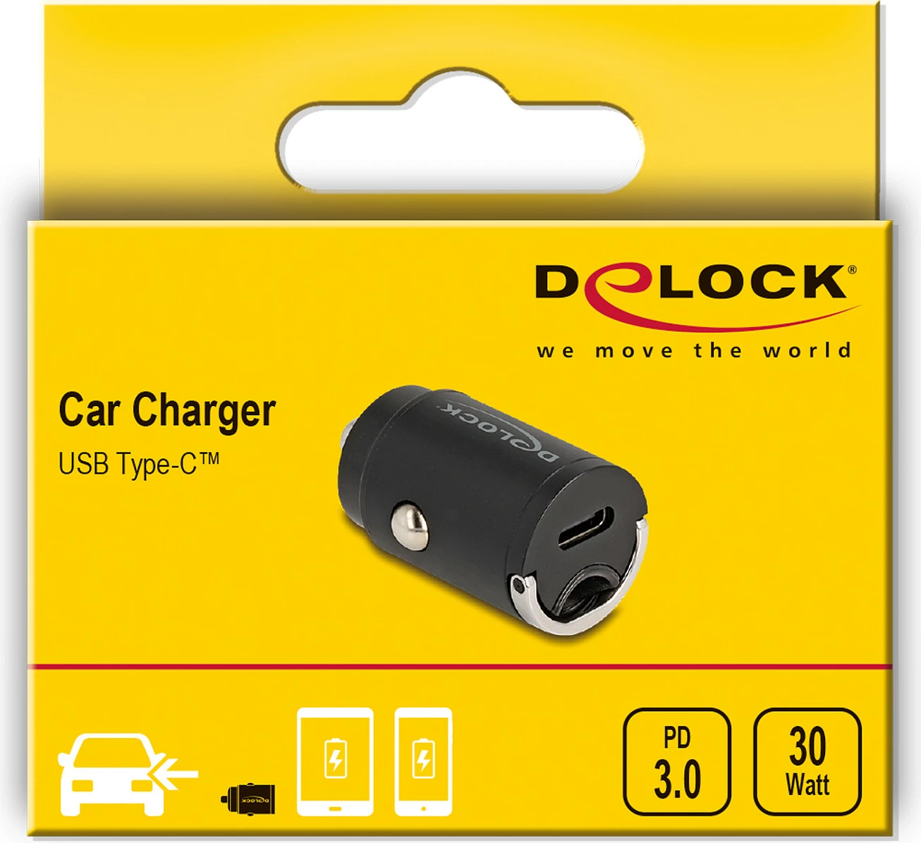 Karikues veture DeLOCK 64278, USB-C PD 30W (5-20V), i zi