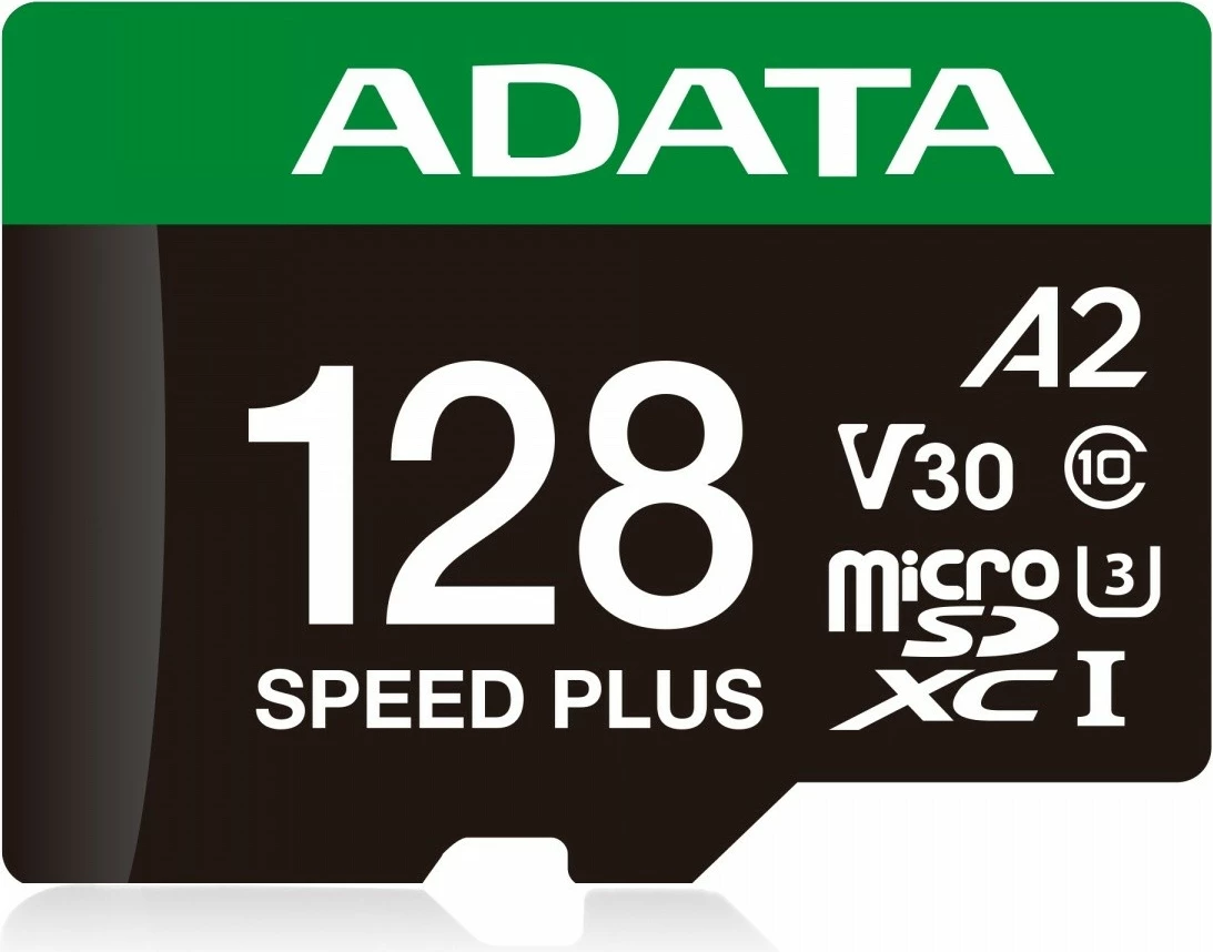 Kartë memorie microSD Adata Speed Plus 128GB, UHS-I U3 V30 A2, me adapter, e zezë